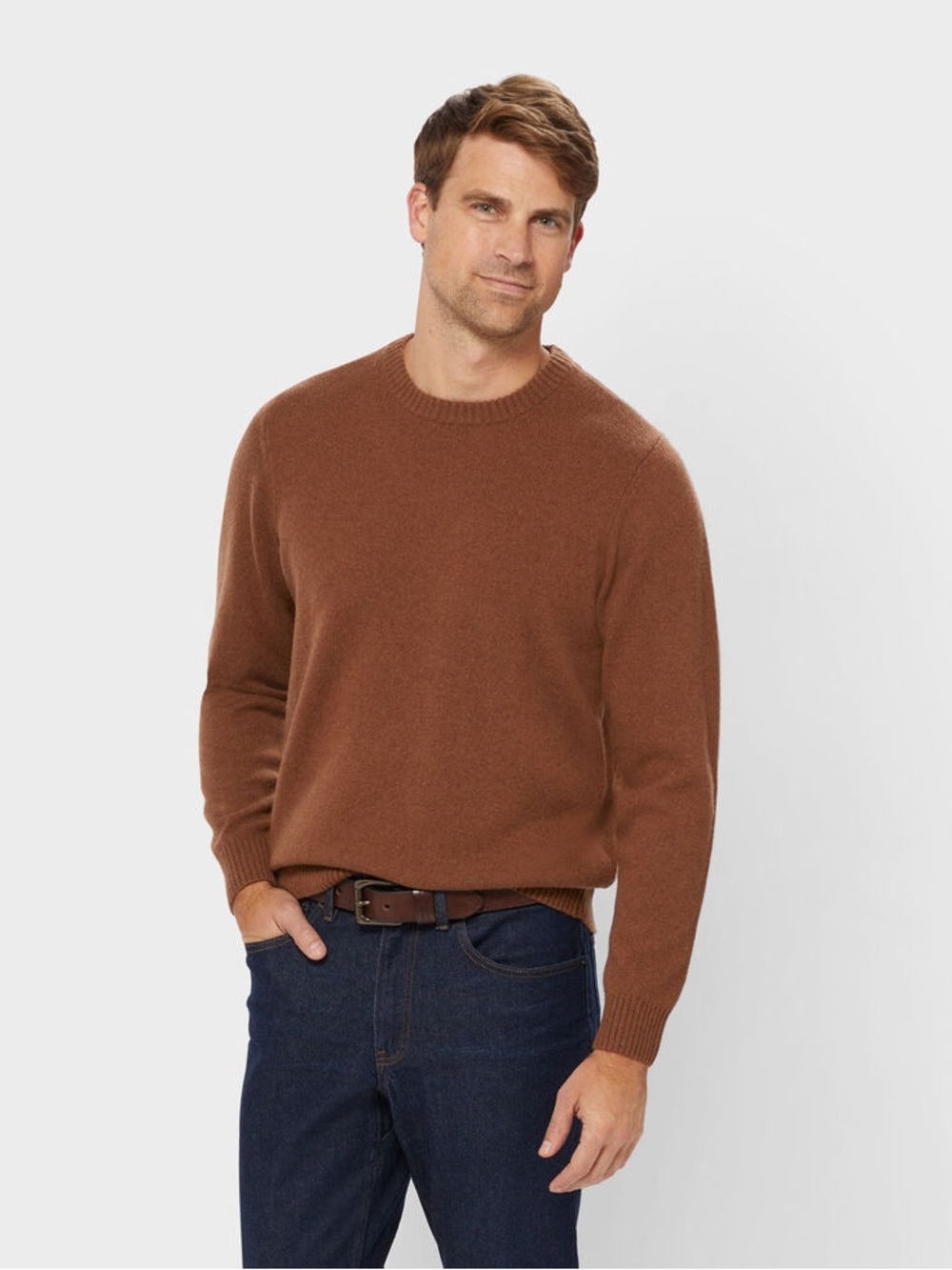 Heritage Duluth Trading Co Men's Lambswool Crew Sweater Bison Brown XL NWT